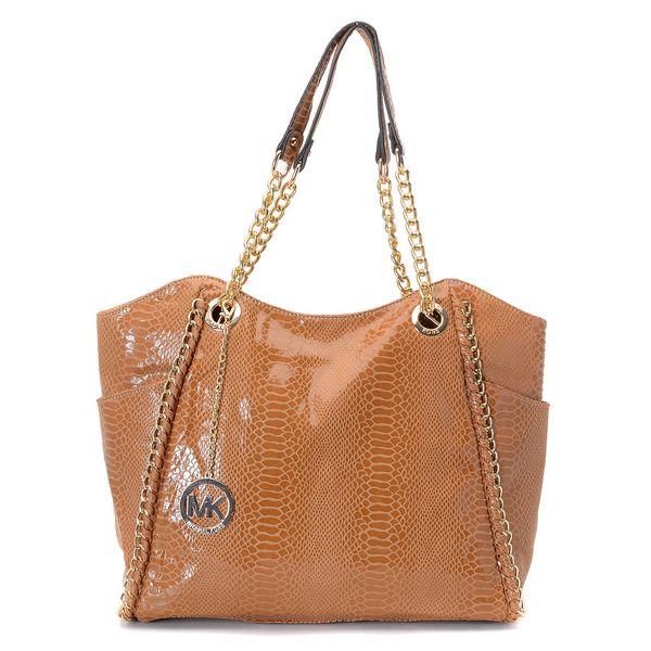 michael kors chelsea large shoulder tote python-pregede brun Engros Hot Salg 6t47n